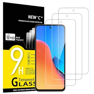 Bild av NEW&#039;C 3 Pack, skärmskydd i glas för Xiaomi Redmi 12 (inte kompatibelt Note 12), fritt från repor, 9H hårdhet, HD 0,33 mm, ultra transparent, ultrabeständig