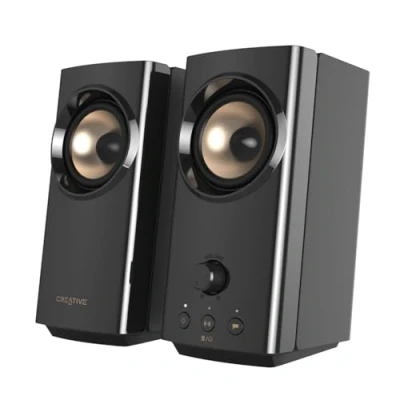 Bild av Creative T60 2.0 Hi Fi PC högtalare, USB C ljud, mikrofon, hörlursanslutning, Bluetooth 5.0, 3,5 mm AUX In, 60 W toppeffekt, för PC, bärbar dator, MAC