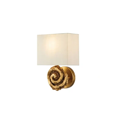 Bild av Elstead Swirl Large vägglampa med linneskärm, guldfärgad foliefinish