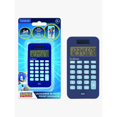 Bild av Lexibook, SEGA Sonic The Hedgedog, Fickräknare med skyddshölje, konventionella och avancerade kalkylatorfunktioner, batteri soldriven, blå, C45SN