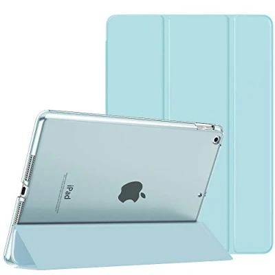 Bild av MoKo Case Fit New iPad 9th Generation 2021/8th 2020/7th Gen 2019, 10.2 Slim Smart Shell Stand Cover with Translucent Frosted Back Protector,Sky Blue(Auto Wake/Sleep)