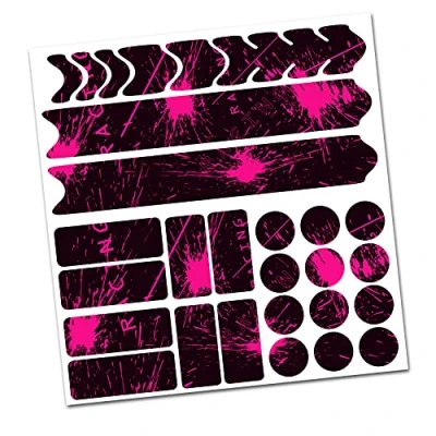 Bild av AlphaShield Cykelramsskydd för MTB och BMX, Lackskyddsfilm R159 R161, Kolfiberfilm (05 Racing Neon, rosa)