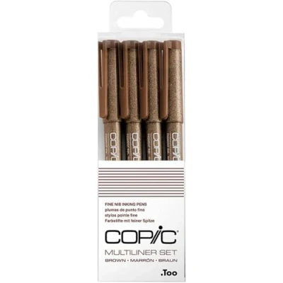 Bild av COPIC Multiliner färgad markörpenna brunt set 4 st. blandade, för konst och hantverk, färgläggning, grafik, highlighter, design, anime, professionella nybörjare, konsttillbehör målarböcker