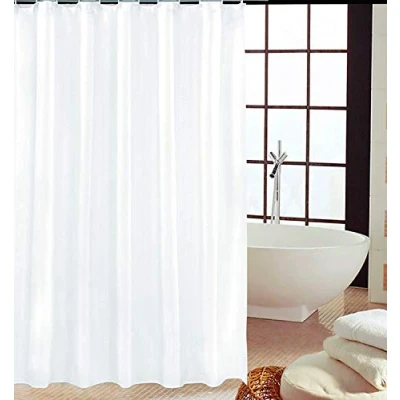 Bild av KAV Polyester mjukt tyg duschdraperi mögel och mögelbeständig solid vit snövit matchande krokar maskintvättbar 180 x 220 cm (71 88 tum)