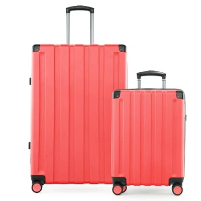 Bild av Huvudstadsväska Q Damm väska med hårt skal, trolley, TSA, 4 hjul, Korall, Koffer set (S+L), Resväska