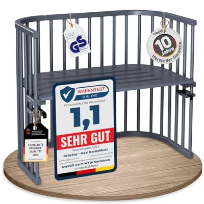 Bild av Babybay Maxi Co Sleeper Barnsäng Grey Varnished L96 x W54 H79 cm