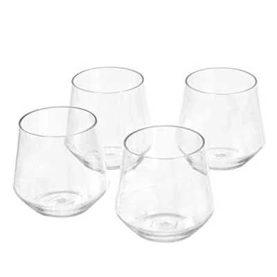 Bild av Amazon Basics Tritan vinglas, BPA fritt, plast, utan ben, 370 ml, transparent, 4 delar, transparent