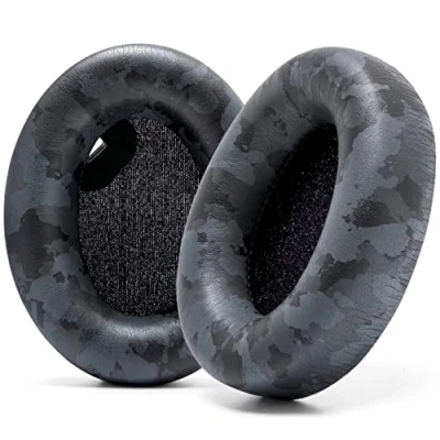 Bild av WC Wicked Cushions extra tjocka öronkuddar för Sony WH1000XM4 hörlurar Mjuka PU läderkuddar, lyxigt ljudisolerande Memory Foam, tjocklek utan att inaktivera på/av sensor Svart Camo