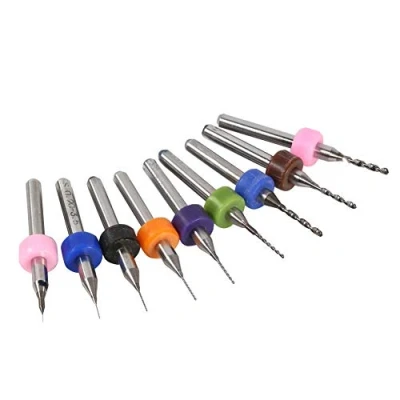 Bild av 10 st 0,5 mm miniborrkronor Kretskortborr Twistborr PCB Micro Gravering Hårdmetall Drill Set