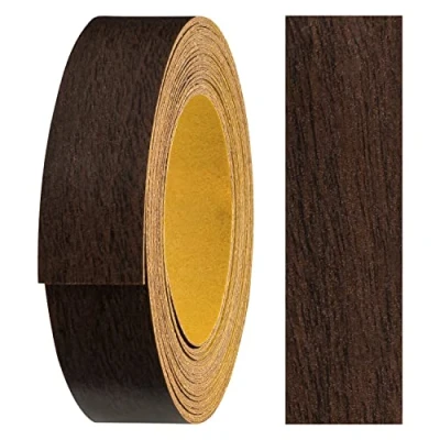Bild av haggiy Melaminkantband, självhäftande, 18 x 5 m, möbelkantband, säkert grepp utan strykning, kantband för hyllbrädor/träplattor, mörk valnöt (Walnut Dark)