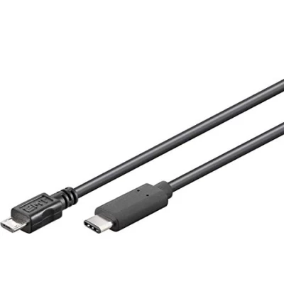 Bild av PremiumCord USB C till mikro 2.0 anslutningskabel 1 m, 3.1 typ kontakt B kontakt, 3 x skärmad, färg svart, längd m