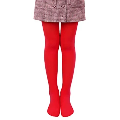 Bild av L&amp;K II Flickor balettstrumpbyxor dansstrumpbyxor med fot 80 DEN ogenomskinliga mikrofiber storlek 86152 färgad 27251, röd, 122/128 cm