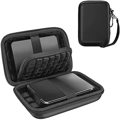 Bild av [Rymmer 2 delar] ProCase extern hårddiskfodral 6,5 cm, kompatibel med Seagate Expansion, Backup Plus, Canvio Basics bärbar hårddisk, WD Elements (svart)