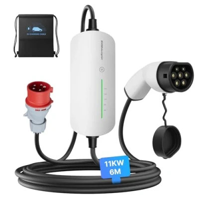 Bild av EVSEdesigner Bärbar laddbox 11kW Laddkabel CEE 16A till typ 2 EV laddare med bärväska för alla elfordon och plug in hybridbilar Max 16Amp 6 Meter Trefas