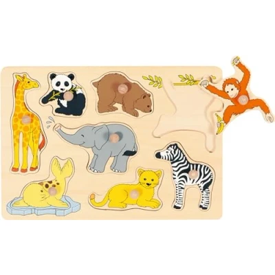 Bild av Goki Wooden Stud Puzzle Wild Young Animals 8 pcs. Trä