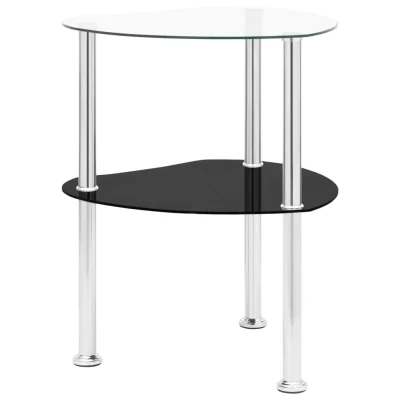 Bild av Sidobord med 2 hyllor transparent/svart 38x38x50 cm härdat glas