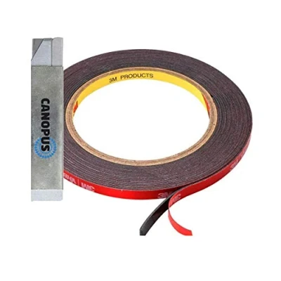 Bild av CANOPUS 3M Monteringstejp, VHB Dubbelsidig Tejp, Extra Stark 5952 (6,35mm x 3m), Vattentät Skumtejp, Idealisk för LED strip lampor, heminredning, Inomhus och Utomhusbruk, Svart