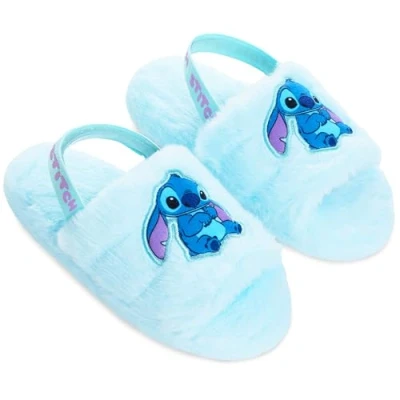 Bild av Disney Stitch fluffiga tofflor, bekväma Mule House skor för kvinnor stygngåvor (blå, 4 UK), BLÅ, 36 EU