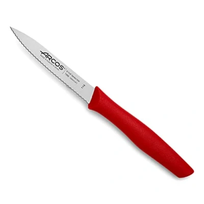 Bild av Arcos 188612 serien nova paring räfflad knivblad nitrum rostfritt stål 100 mm (3,94 tum) handtag polypropylenröd färg, 18/8