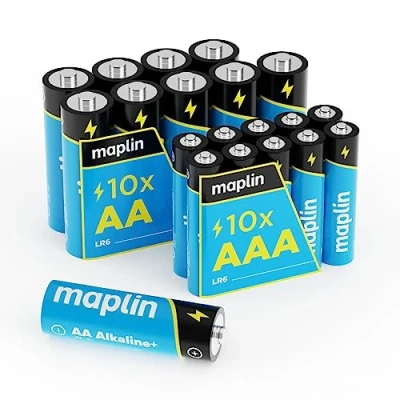 Bild av Maplin 10 x AA LR6/10 AAA LR03 1,5 V alkaliska batterier (trippel A) 7 års hållbarhet hög prestanda