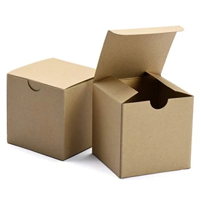 Bild av Switory 50 st presentlådor med lock, 10 x cm, av kraftpapper för hantverk, cupcake, kartong brudtärna förslagslådor, brun bröllopsgåva, presentdekorationer, enkel montering lådor