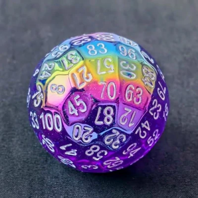 Bild av Bescon Bländande lila 100 sidig tärning, speltärning D100, polyhedral solid sidor tärning 45 mm i diameter (4,6 cm)
