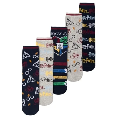 Bild av Harry Potter strumpor för män herr Hogwarts sneakers 4046 (5 pack), flerfärgad, 40 46 EU