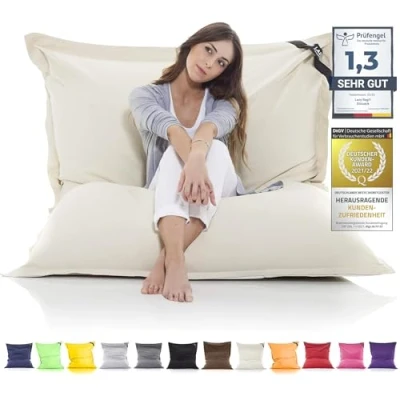 Bild av Original LAZY BAG sittsäck XXL 400L Jättestor i bomull 180x140cm (Bomull, Beige)