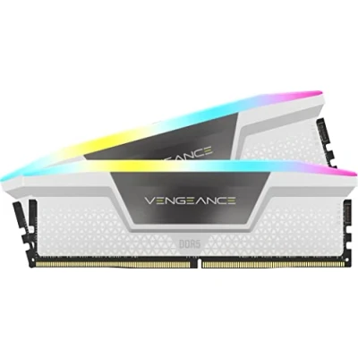 Bild av Corsair VENGEANCE RGB DDR5 64 GB (2x32 GB) 5200 MHz C40 Intel Optimerat Skrivbordsminne (Dynamisk Belysning Med Tio Zoner, Anpassade XMP 3.0 Profiler, Korta Svarstider) Vit