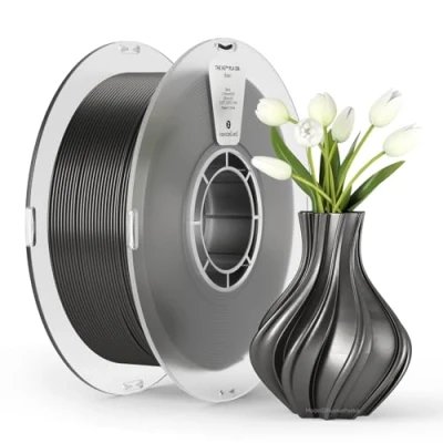 Bild av kexcelled PLA Soie Filament för 3D skrivare 1,75 mm +/ 0,03 mm, Blank och Silkeslen Finish, Kompatibel med de Flesta FDM skrivare, 1 kg Spole (2,2 lbs), Svart