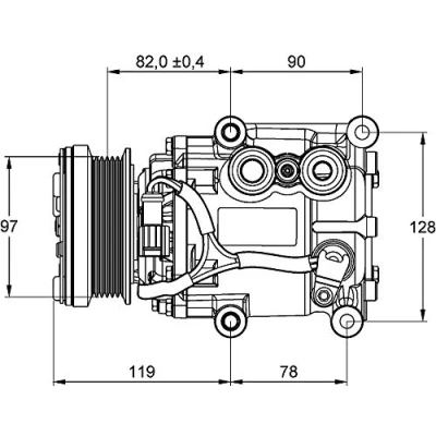 Bild av MAHLE ORIGINAL ACP 22 000P Kompressor Scroll90v 12V PAG 46 R134a med packbox FORD: Transit Connect Mk1 Skåpbil