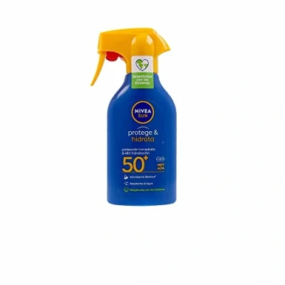 Bild av NIVEA SUN Protect &amp; Hydrata Solar Spray FP50+ (1 x 270 ml), fuktgivande och vattentätt skyddsmedel med UVA/UVB skydd, superhögt solskydd i pistolformat