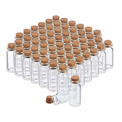 Bild av Relaxdays 120 x glasflaskor med kork, miniflaskor för olja, kryddor, örter, sand, 10 ml, dekorativa askor, transparent
