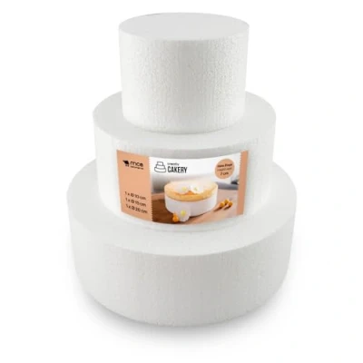 Bild av Styropor A3995893 tårta set med tre våningar H 7 cm, 10 cm 15 20 EPS, vit