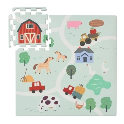 Bild av Relaxdays Pusselmatta, 21 delar, spelmatta, gårdsdesign, kattmatta, toxiskt skum, flerfärgad, 89,5 x cm