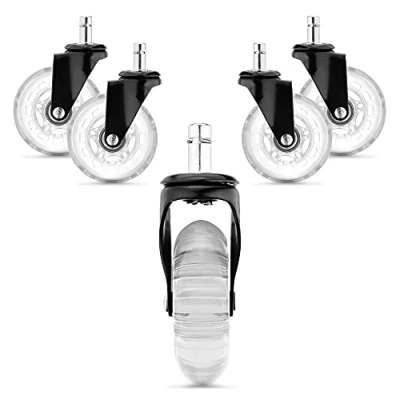 Bild av kwmobile kontorsstolsstol, hjul för kontorsstol, med 5 stycken, reservhjul, 11/22 mm, tyst sits hårt golv