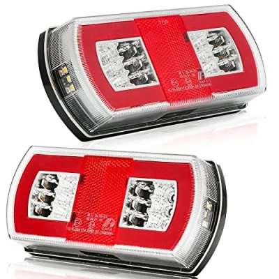 Bild av AGRISHOP 2 st bakljus släpvagn 12/24 V LED, 4 funktions LED universell 12 släppljus registreringsskylt bromsljus vattentät för lastbil husbil godkänd