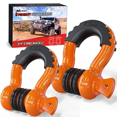 Bild av Nilight 2 stycken 1,9 cm D ringskaft 4,75 ton kapacitet med 2,2 stift tung plikt off road recovery skaft isolatorer och brickset för jeep lastbil fordon orange (90051B)