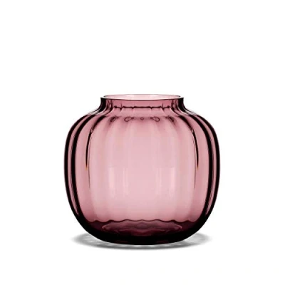 Bild av Holmegaard Vase H12.5 cm Primula optiskt mönster i munblåst glas, röd