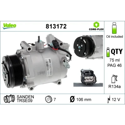 Bild av VALEO 813172 compresseur De Climatisation TRSE09 12 PAG 46 R 134a avec huile HONDA: CR V 3
