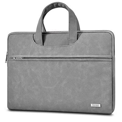 Bild av TECOOL 15 15,6 tums Fodral Till Bärbar Dator Portfölj med Handtag, Bärväska för i Läder Vattentålig Skyddsfodral MacBook Pro 15/16, XPS 15, Acer Aspire 5, HP/Lenovo/Asus Grå