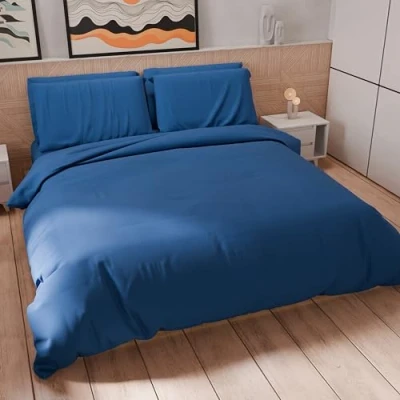 Bild av PETTI Artigiani Italienska Dubbeltäcke och påslakan i mikrofiber, Enfärgad Elektrisk blå, 100% Made in Italy