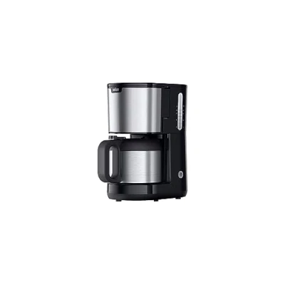 Bild av Braun PurShine KF1505 BK filterkaffebryggare, 1,2 l termoskanna i rostfritt stål för upp till 9 koppar, OptiBrew system, droppstoppfunktion, svängbar filterkorg, automatisk avstängning, 1 000 W, svart