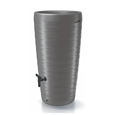 Bild av Spetebo Design regntunna 240 l med kran grå regntank växtskål som lock plast vatten ton regn tank blommor växter hink väderbeständig frostsäker
