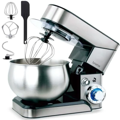 Bild av briebe Matberedare KM1114, 1 800 W Max, professionell matberedare, orbital rörelse, visp, degkrok, 5L 6 hastigheter + pulsfunktion, rostfritt stål