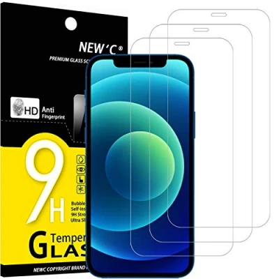 Bild av NEW&#039;C 3 Pack, skärmskydd i glas för iPhone 12, 12 Pro (6,1 Tum), bubbelfri, 9H hårdhet, 0,33 mm ultratransparent, ultrabeständigt härdat