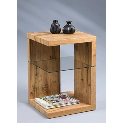 Bild av HomeTrends4You Domingo Sängbord, MDF, Säkerhetsglas, Brun, 40 x 60 cm