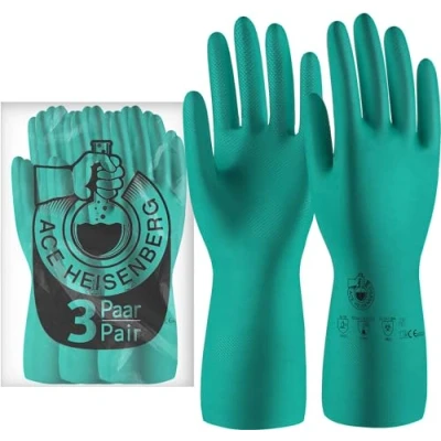 Bild av ACE Heisenberg nitrilhandskar 3 par kemiskt resistenta för hushåll och industriellt arbete latexfria, vattentäta, rengöring porslin EN 388/374 1/374 5 XL