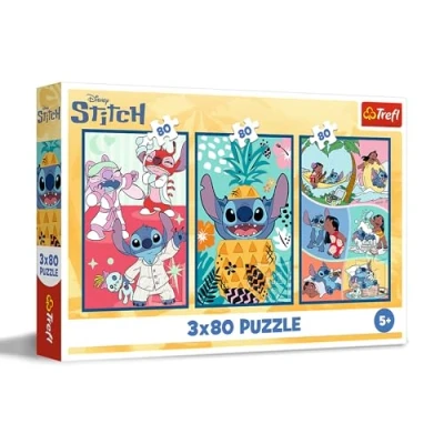 Bild av Trefl pussel 3 i 1: Lilo &amp; Stitch, Stitches värld x 80 bitar, Set av tre för barn över 5 år
