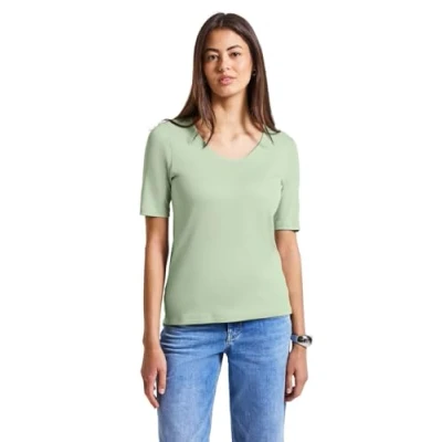Bild av STREET ONE A317666 T shirt för kvinnor, enfärgad mjuk jade grön, 36